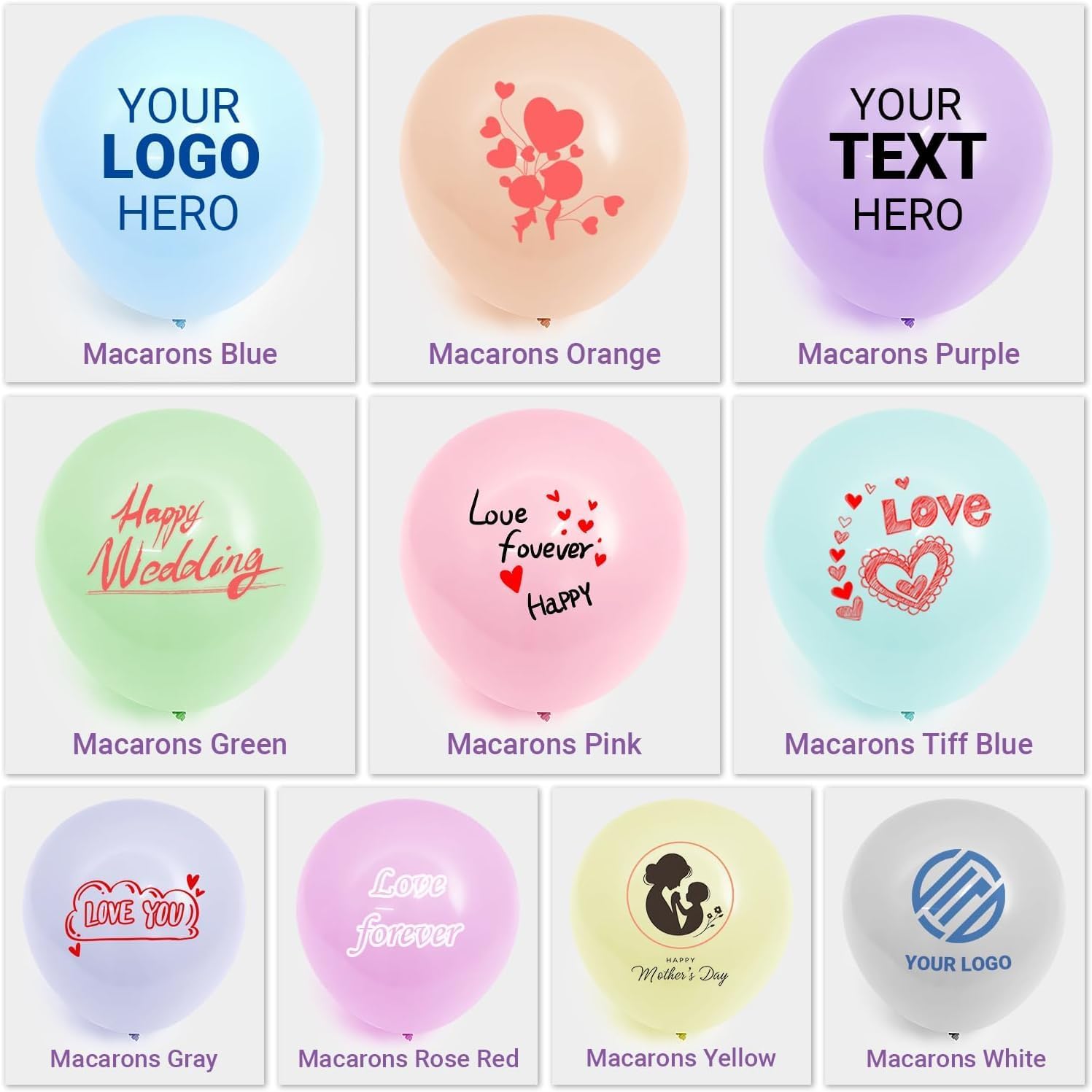 100 Pcs Personalized Latex Balloons – Custom Printed Balloons with Your Text, Logo, or Image for Weddings, Retail Launches, and Party Decor (5 inch)