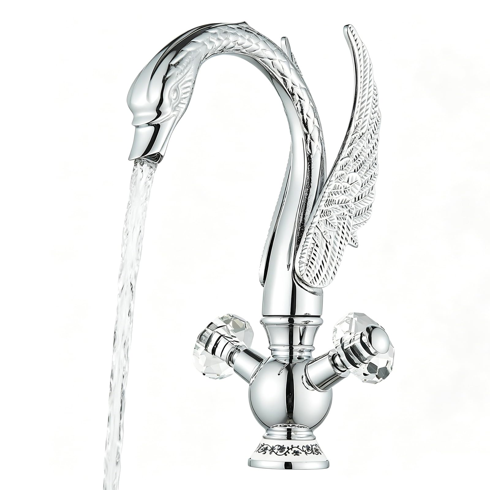 Robinet cygne de salle de bain luxe laiton chrome mitigeur retro