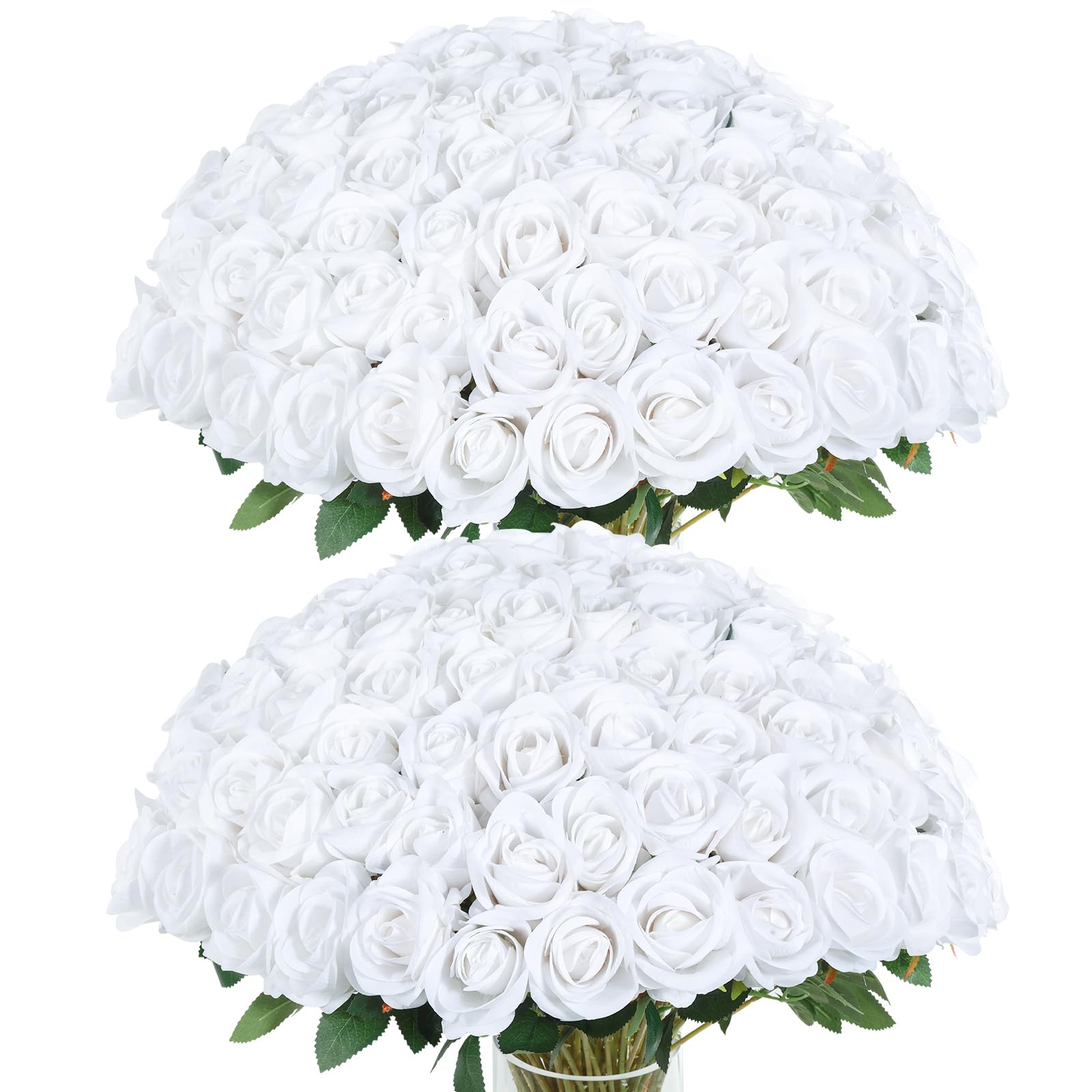 Snapklik.com : Coferset 50pcs White Artificial Roses Flowers In Bulk ...