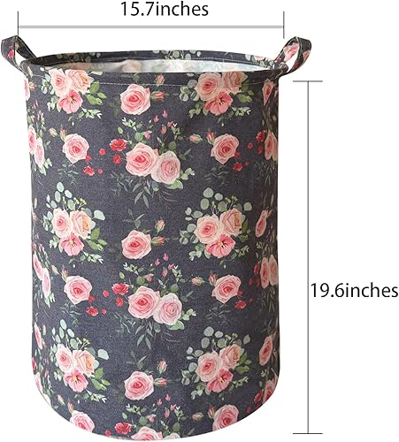 Miniatura 5 de AMROSE Cesta de lavandería para bebé, 19.6 pulgadas, cesta de lona grande para cuarto de bebé, cesta de almacenamiento para ropa sucia, juguetes,