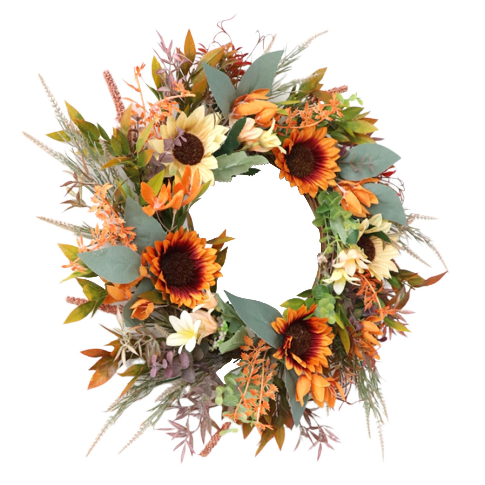 Sunflowers Wreath for Living Room and Hotel Decoration Artificial Flower Decorative Garlands Party Supplies Seasonal Wreath