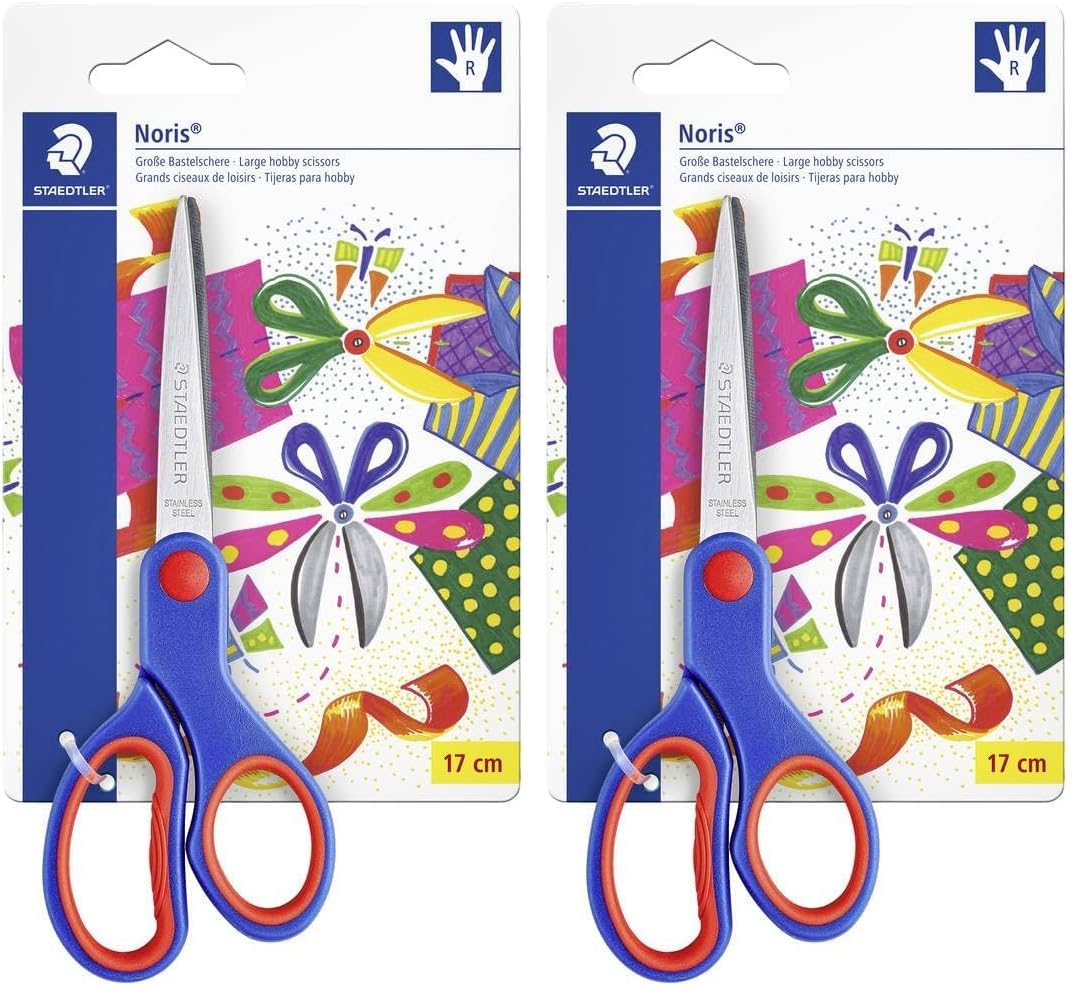 STAEDTLER 965 17 NBK Bastelschere Noris Club (ergonomische Griffzone, gerundete Klingen, hohe Schneidleistung, Länge: 17 cm) (Packung mit 2)