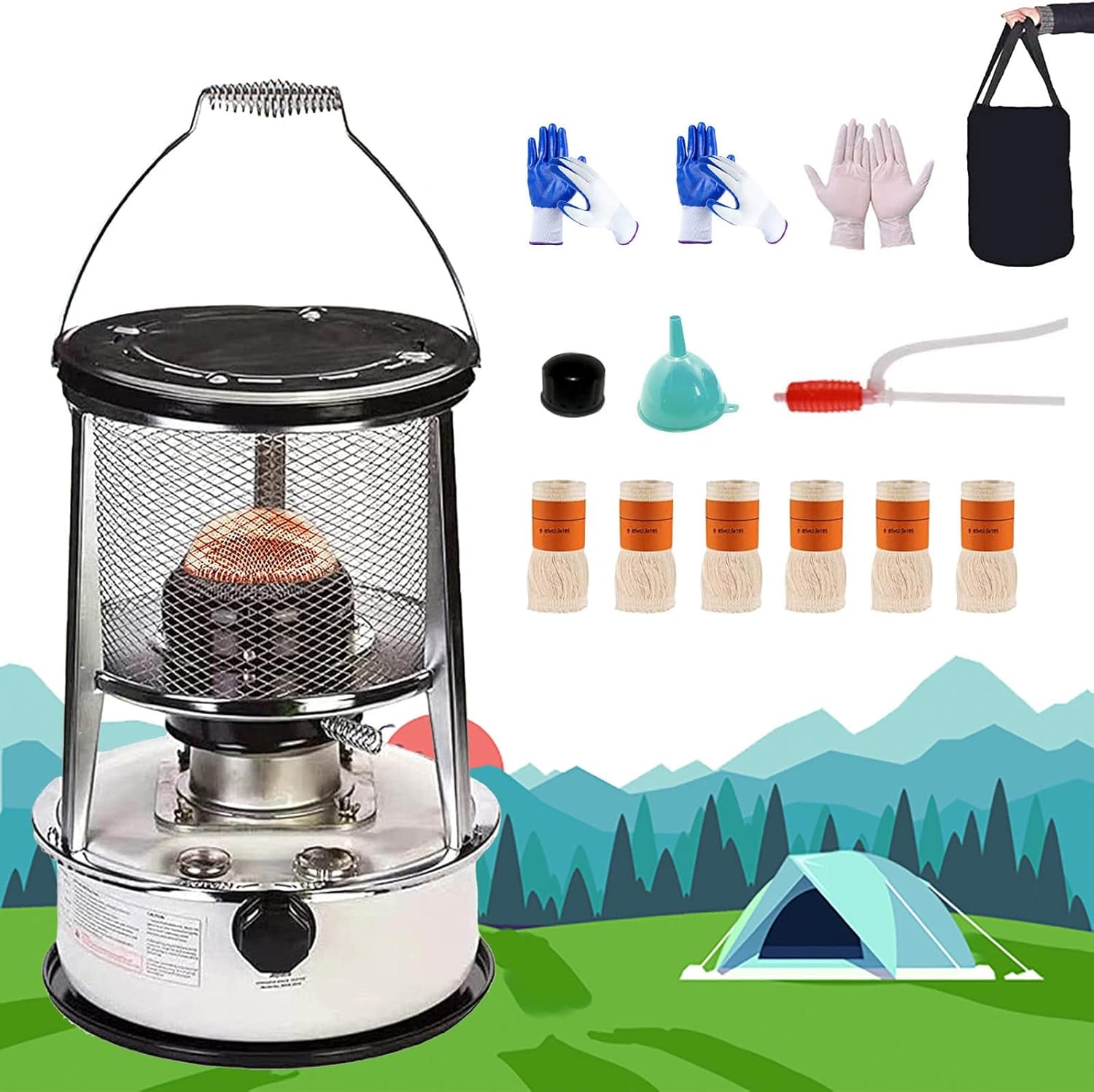 Mini Kerosene Heater, Indoor Non Electric Heater, Small Kerosene Heater for Camping, Handle Design, Easy to Carry Kerosene Stove, Cotton Wick Good Burn, Can Be Used Indoors and Outdoors