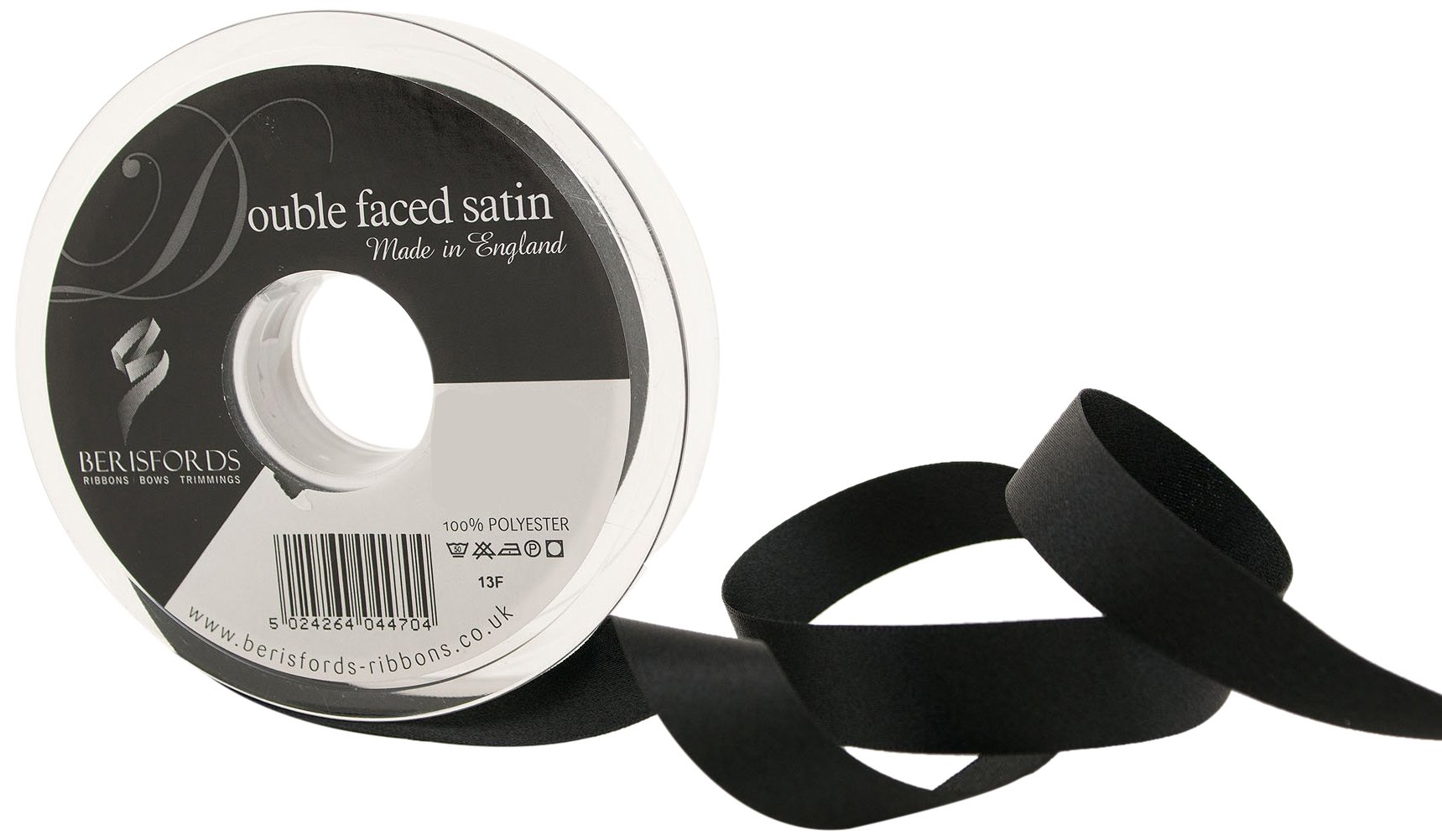 Berisfords Black 3501 15Mm 10 Double Satin Ribbon X 20Mtr, 15 Mm