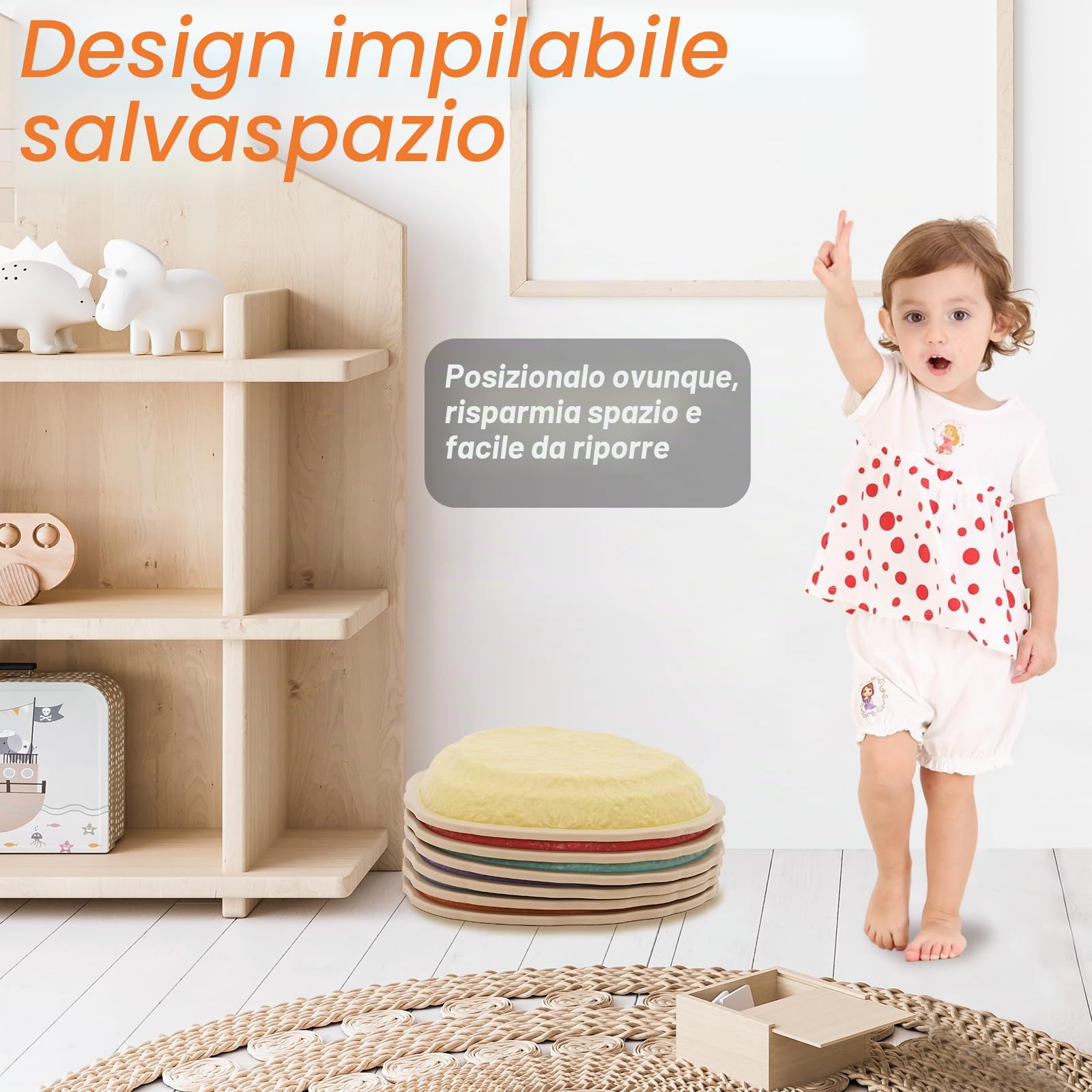 Pietre di Bilanciamento per Bambini, 6PCS Stepping Stones Impilabili, Prcorso Psicomotricità Bambini per Interni ed Esterni, Gioco Equilibrio Sensoriale, Promuovere l'equilibrio e Coordinazione