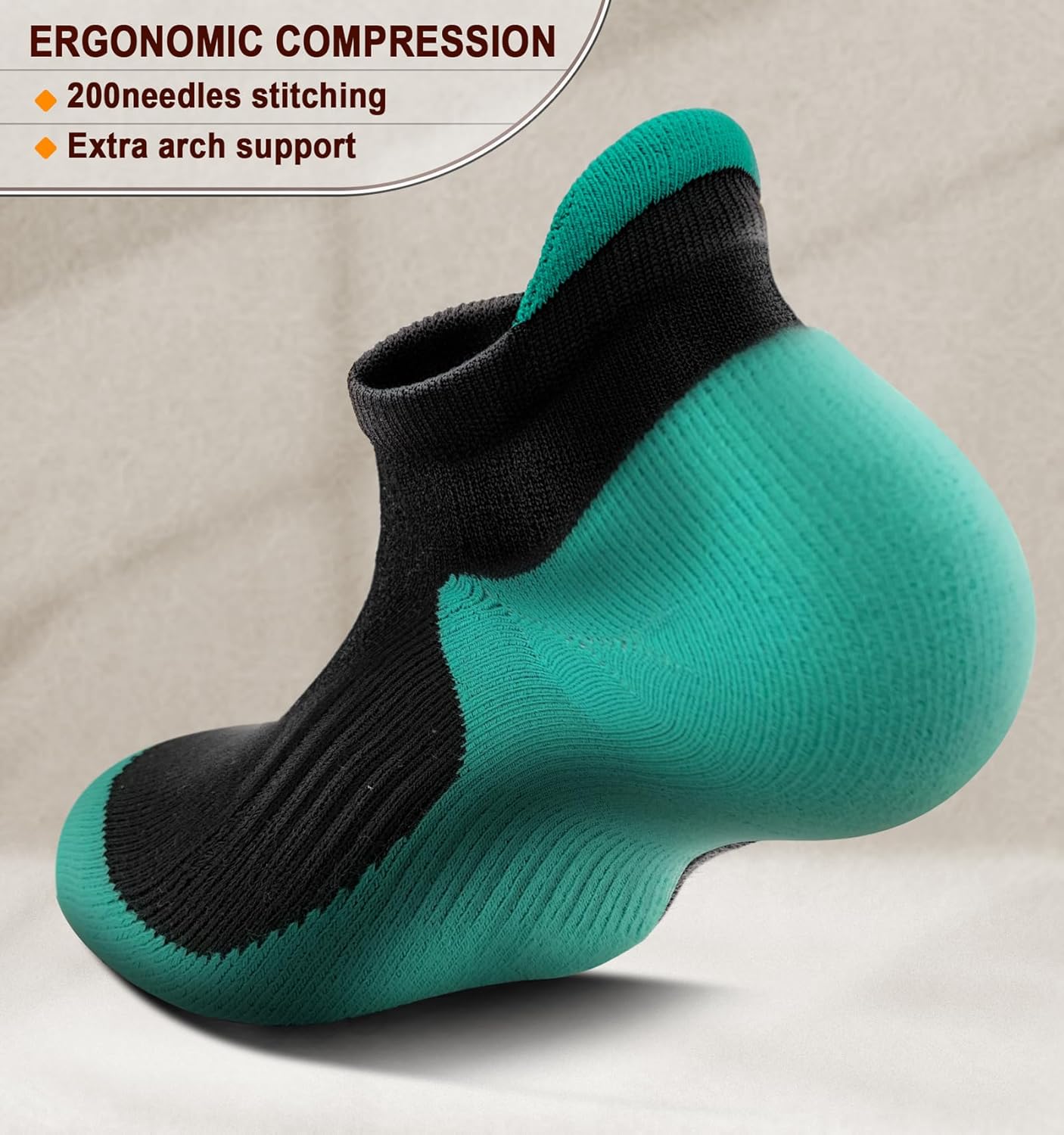 BULLIANT Socks For Women 6Pairs-Womens Athletic Ankle Socks No Show Cushioned for Walking Running-Compression Arch Support - Image 3
