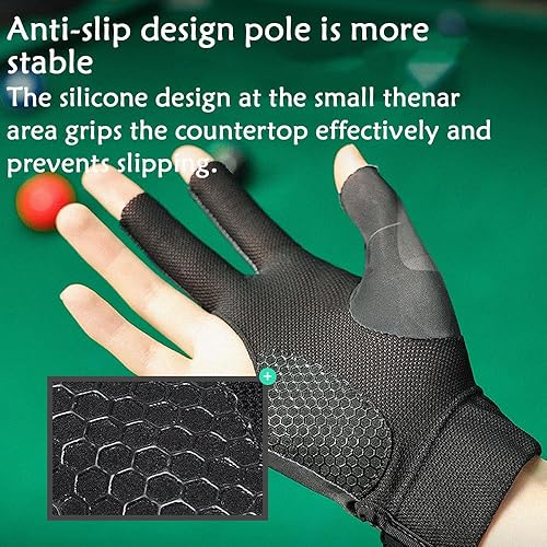 Miniatura 4 de Guantes de billar para mano derecha, guantes de billar de 3 dedos, guantes de billar para taco de piscina, guantes de billar transpirables de secado