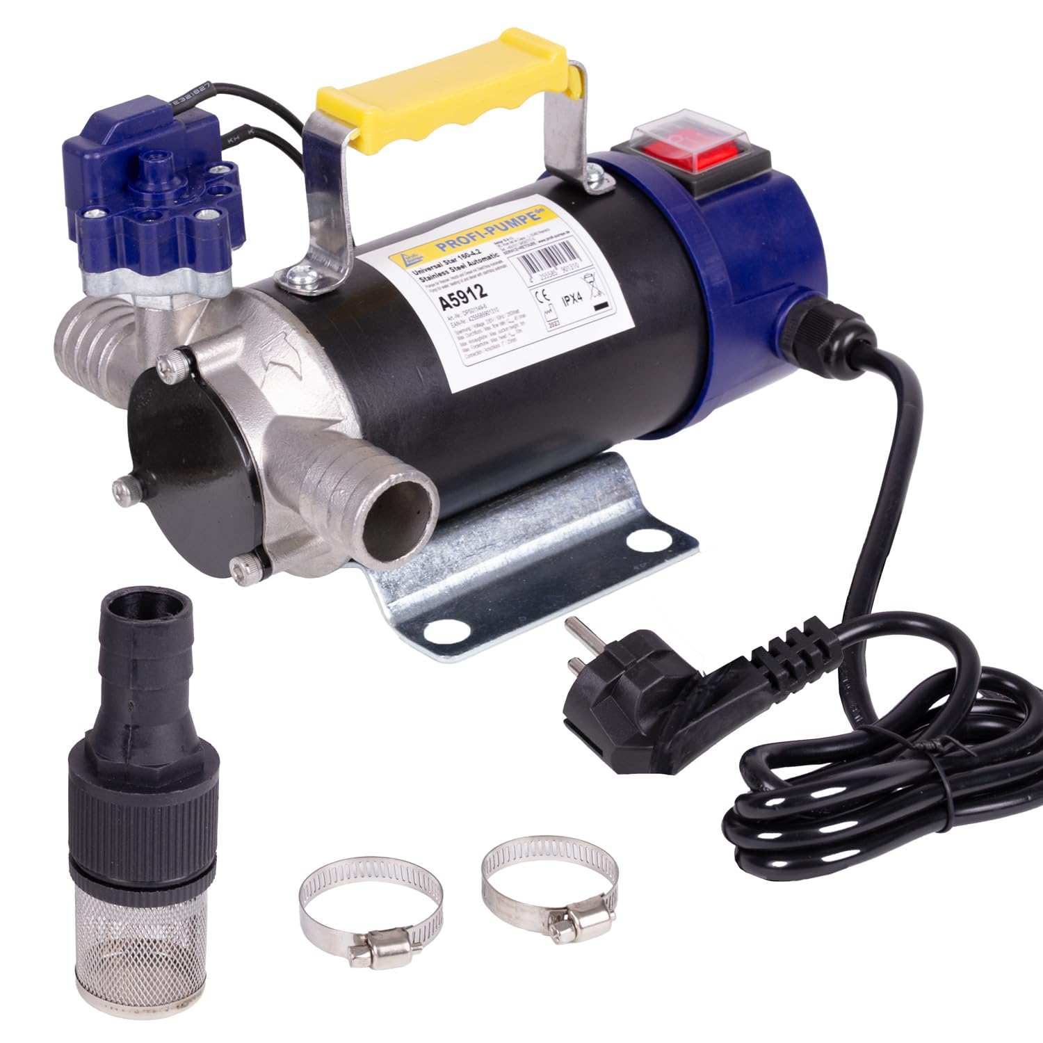 Pompa oleju opałowego 230 V, uniwersalna automatyczna pompka beczkowa Diesel Star 160 z przyłączem 230 V, wydajny silnik z uzwojeniem miedzianym, 2 szt. wysokiej jakości mosiężnych tulejek