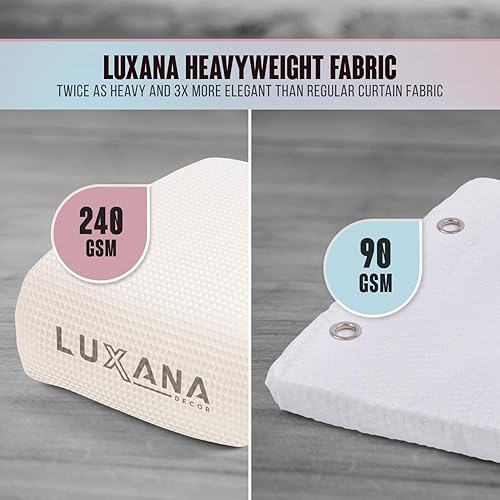 Miniatura 3 de LUXANA Cortina blanca crema de 72 x 72 pulgadas, juego de cortinas de ducha con 12 ganchos, juego de cortinas de baño neutras con cortina de ducha