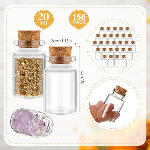 Miniatura 2 de Gerrii 100 mini botellas de vidrio de 0.7 fl oz con tapones de corcho de madera, mini frascos de vidrio de poción pequeñas botellas transparentes de