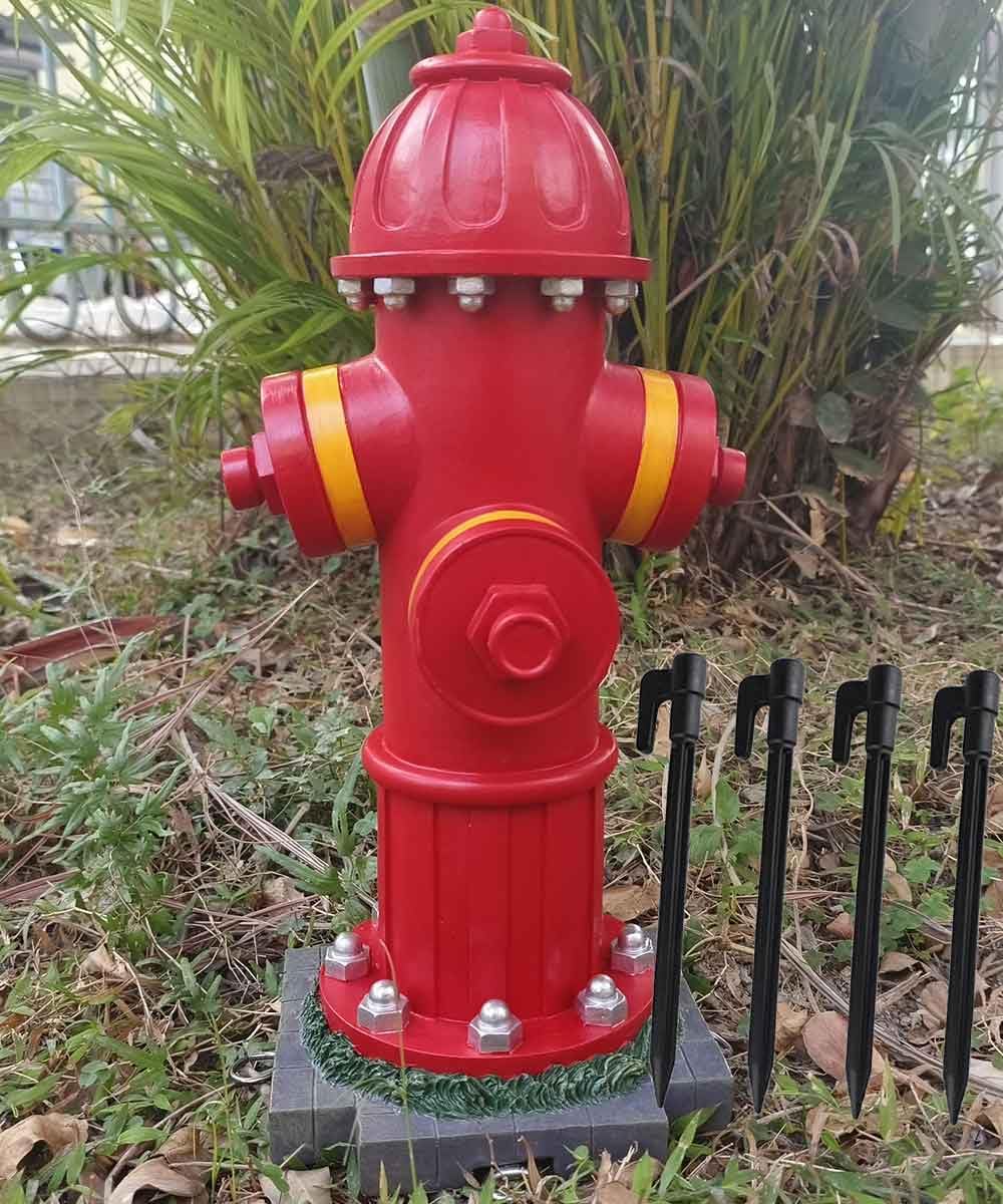 Stout 15" H Fire Hydrant for Dogs to Pee on, Dog Fire Hydrant Pee Post Statue for Garden Outdoor and Indoor with 4 Stakes - Puppy Pee Post Love Best Gift