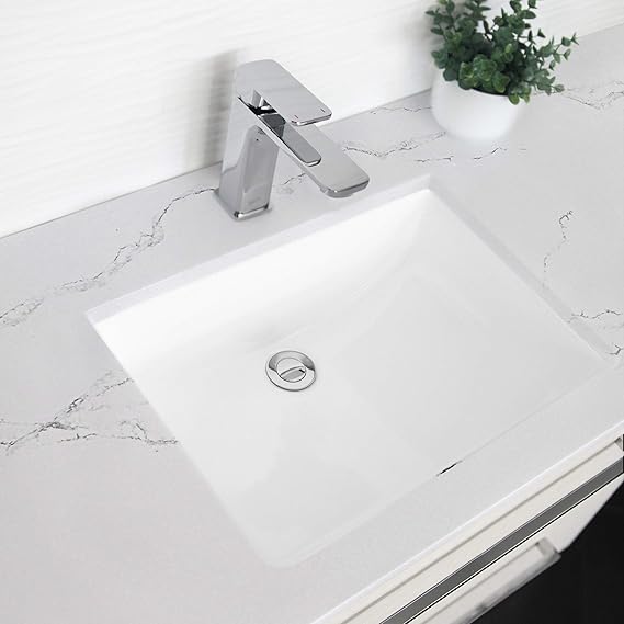 Stylish 21 Ceramic Porcelain Rectangular Undermount Bathroom Sink With Overflow P 203 White With Chrome And Matte Black Overflow Amazon Ca Tools Home Improvement