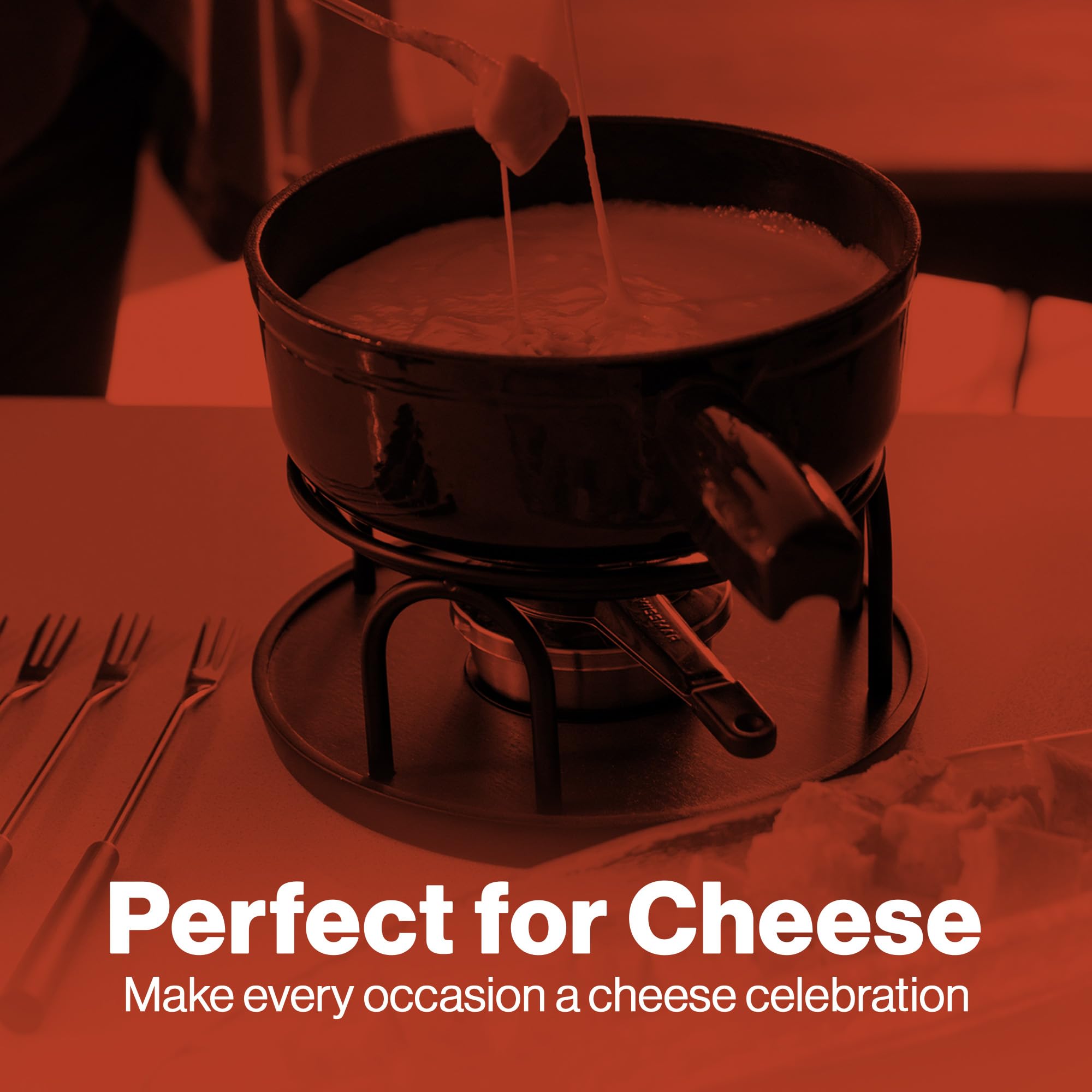 Swissmar Ticino Gusseisen Fondue Set für 6 Personen, 2L, Grün, Fondueset 9-teilig mit Brenner und 6 Gabeln, Käsefondue für Käsemischungen wie Gruyère und Emmentaler