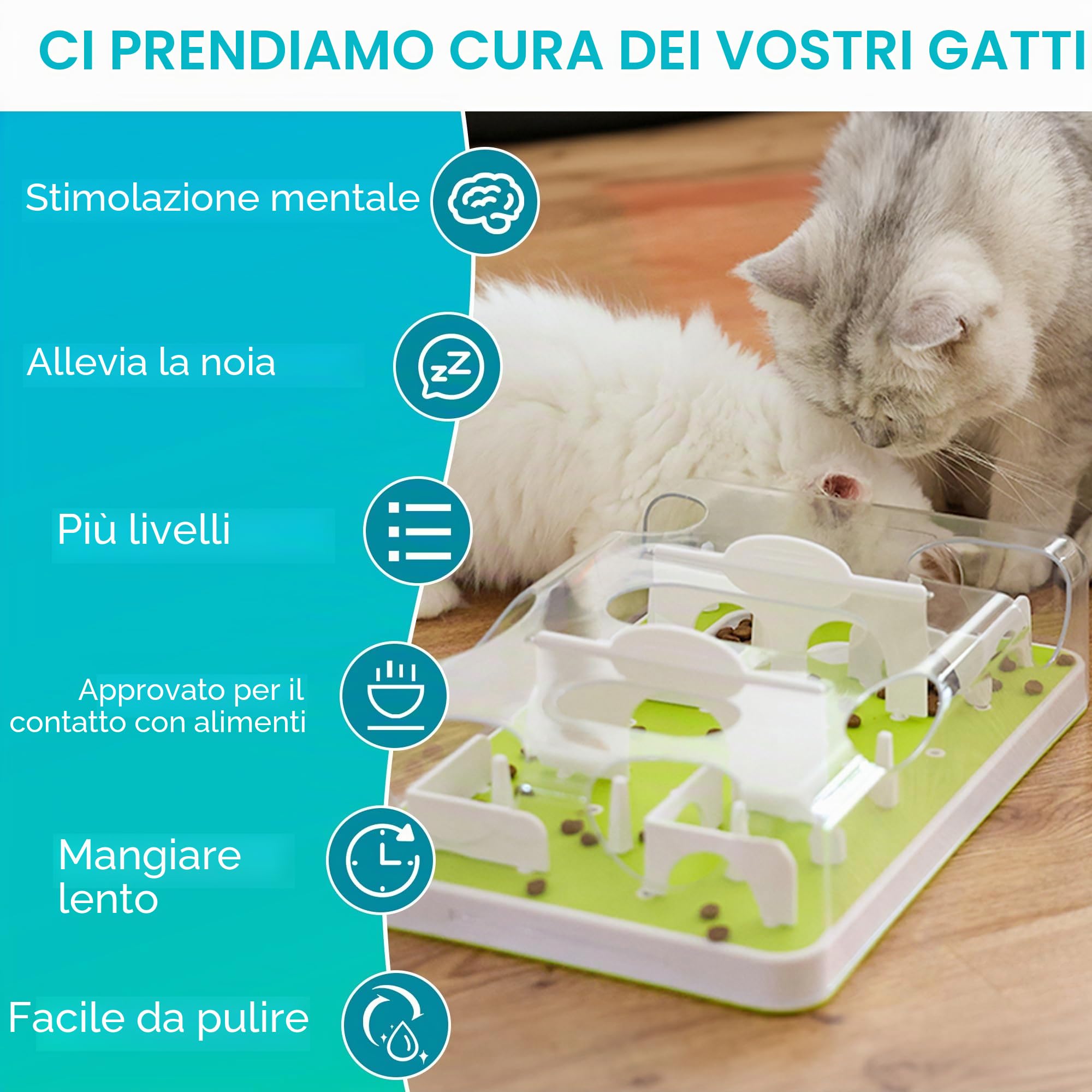 ALL FOR PAWS Interactive Cat Puzzle Feeder Food Treat Puzzle, Treat Game Maze Toy Cat Brain Stimulation Toys Slow Feeder Gattino Arricchimento Giocattoli Indoor