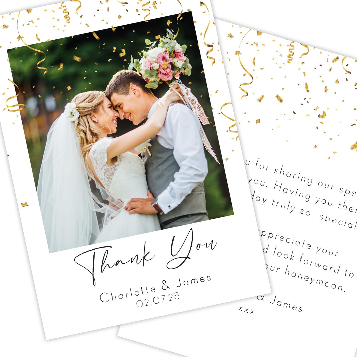 Paper Themes Personalised Photo Upload Wedding Thank You Cards (Confetti 36PK) โ image 1