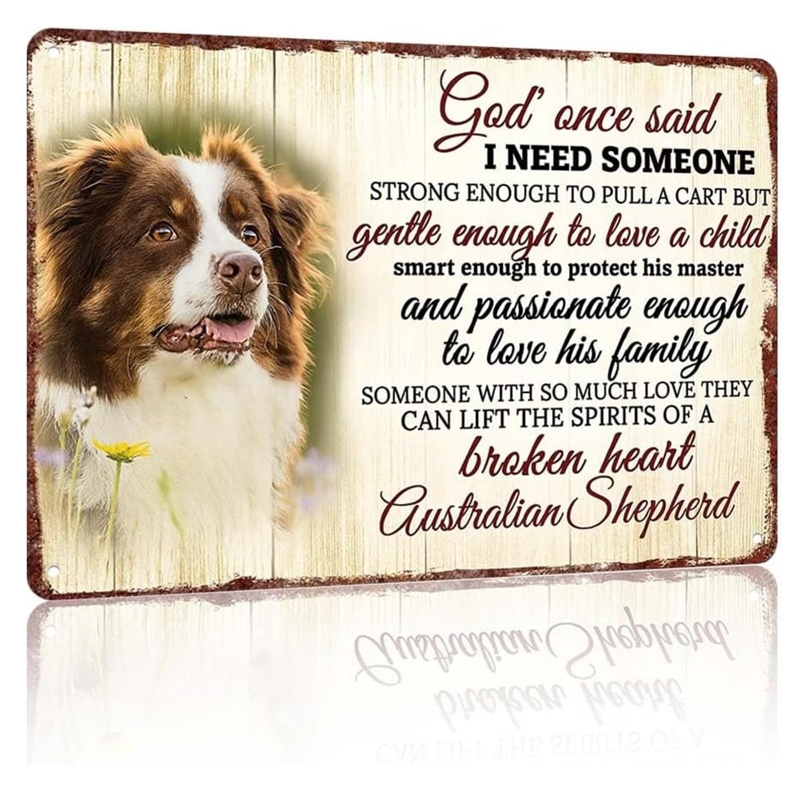 FNYUVNFAF Vintage Australian Shepherd Metal Sign Farmhouse Decor For Mudroom Laundry Room Hallway 8 X 12 inch