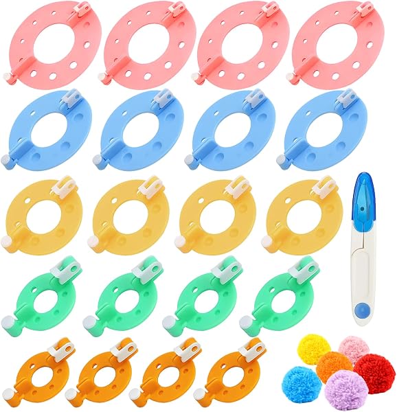 Eniyou Pomponset aus Kunststoff, 20 Teile, 5 Formate