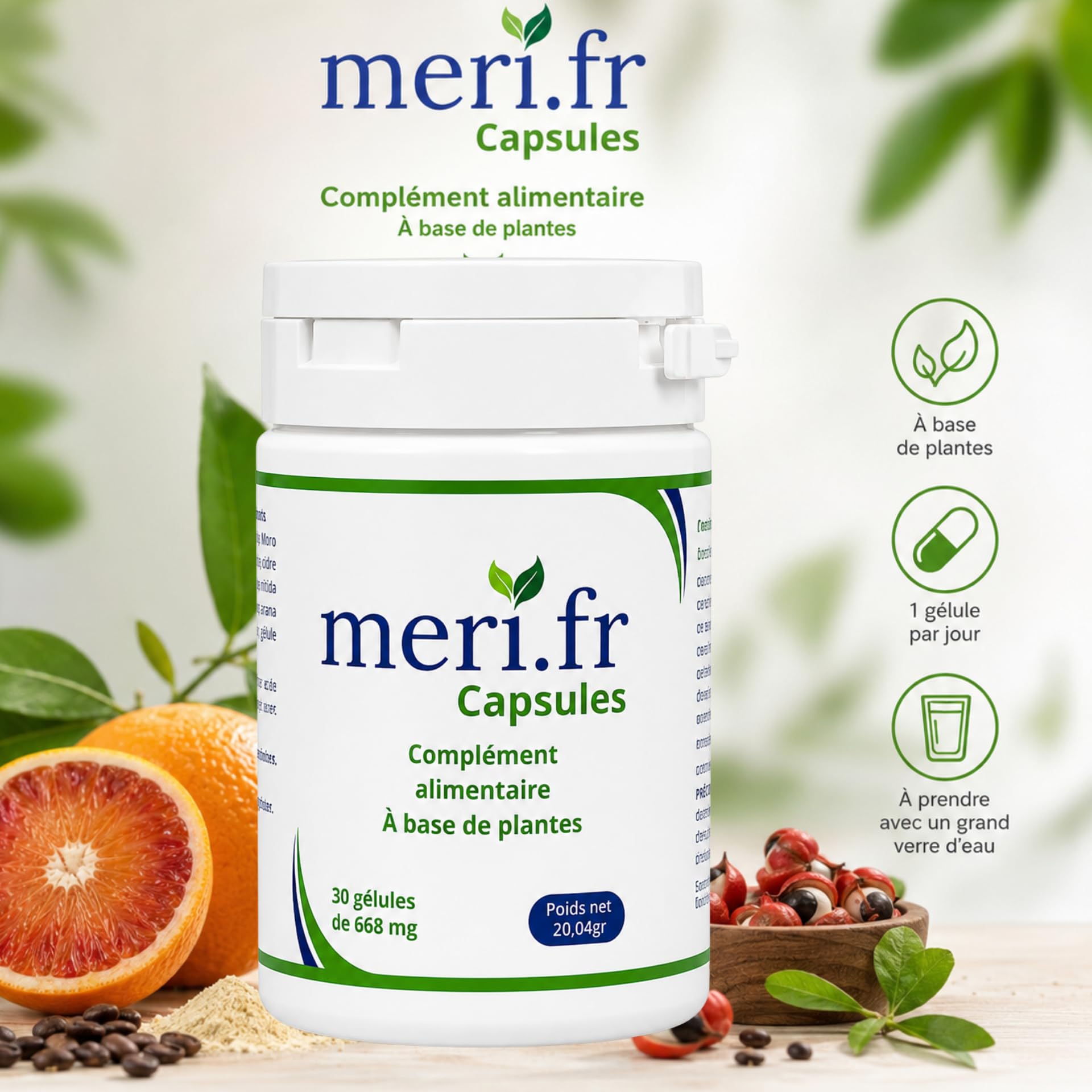 Meri.fr Capsules au Guarana et Orange Sanguine