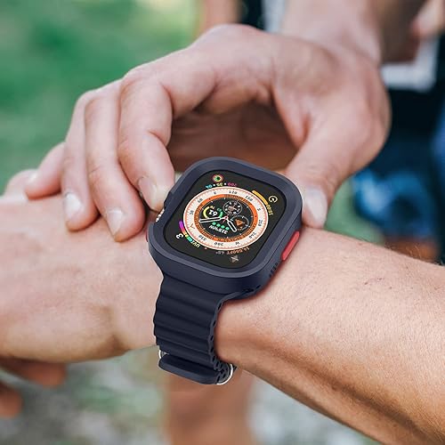 Miniatura 7 de Amizee Paquete de 2 fundas resistentes compatibles con Apple Watch Ultra 2Ultra de 1.732 pulgadas con 2 protectores de pantalla de vidrio, TPU
