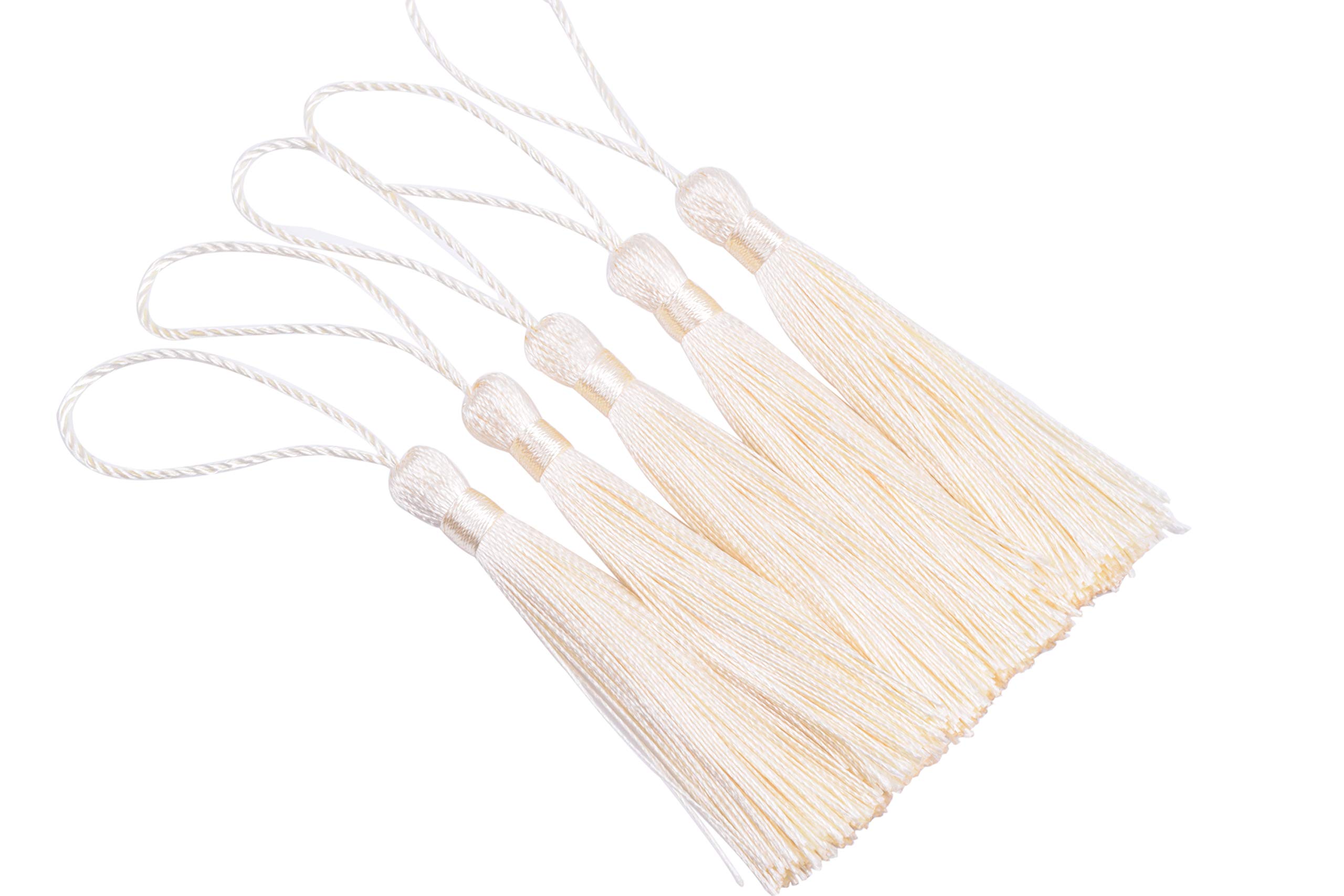 konmay 20pcs silky handmade tiny353939 soft craft mini tassels with loops for bookmarks jewelry making decoration diy projects cream
