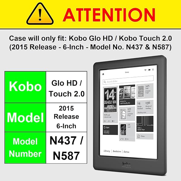Forefront Cases Custodia per Kobo Glo HD (2015, Modello: N437, N587) - Custodia Protettiva Magnetica - Smart Auto Sveglia Sonno Funzione - Sottile, Leggero Cover - Nero - 2