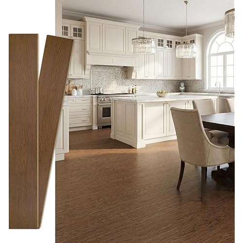 Solid Bamboo Flooring, 40.15" L x 5.11" W x 0.6" T, Warm Brown Oak Grain, Tongue & Groove Waterproof Planks, 14 Planks (Covers 20 Sq Ft)