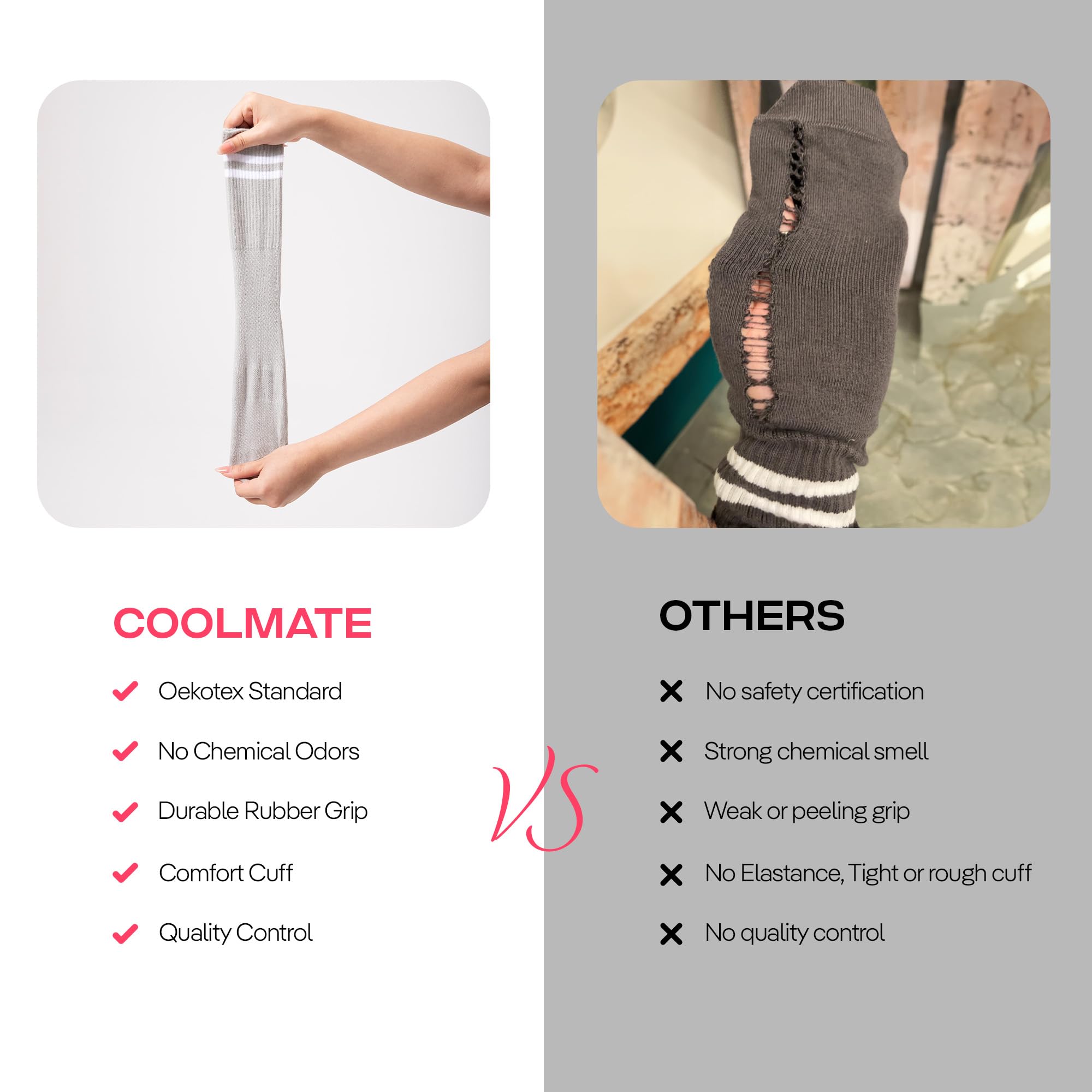 CoolMate Calcetines de pilates con agarres para mujer, calcetines de yoga, calcetines antideslizantes para mujer, para entrenamiento, barra, regalos de pilates