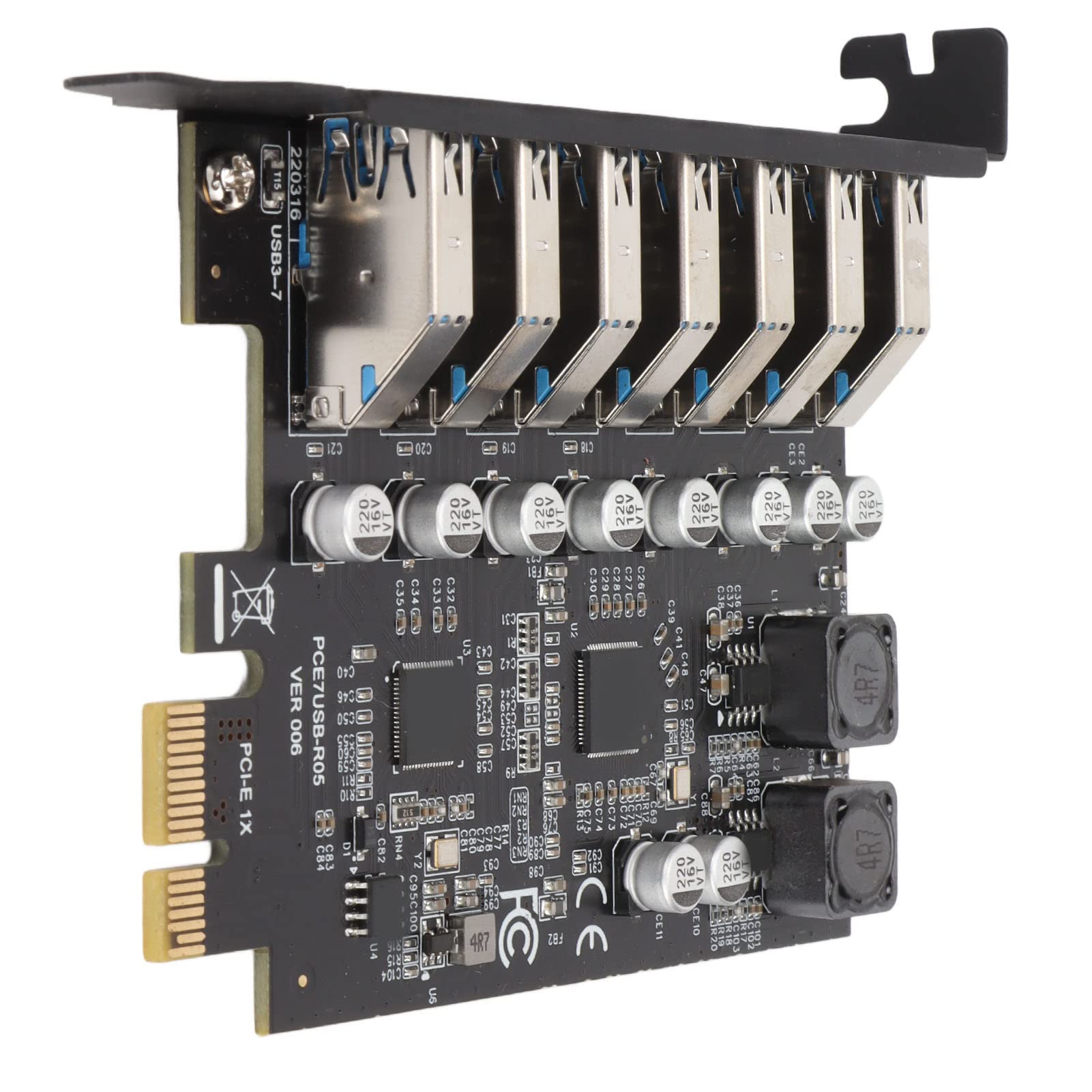 Scheda di Espansione da 7 Porte PCIE a USB 3.2, Scheda di Espansione Anteriore USB 3.2 Superspeed 5 Gbps, Scheda di Espansione USB PCIE per XP 8 10 11 LINUX