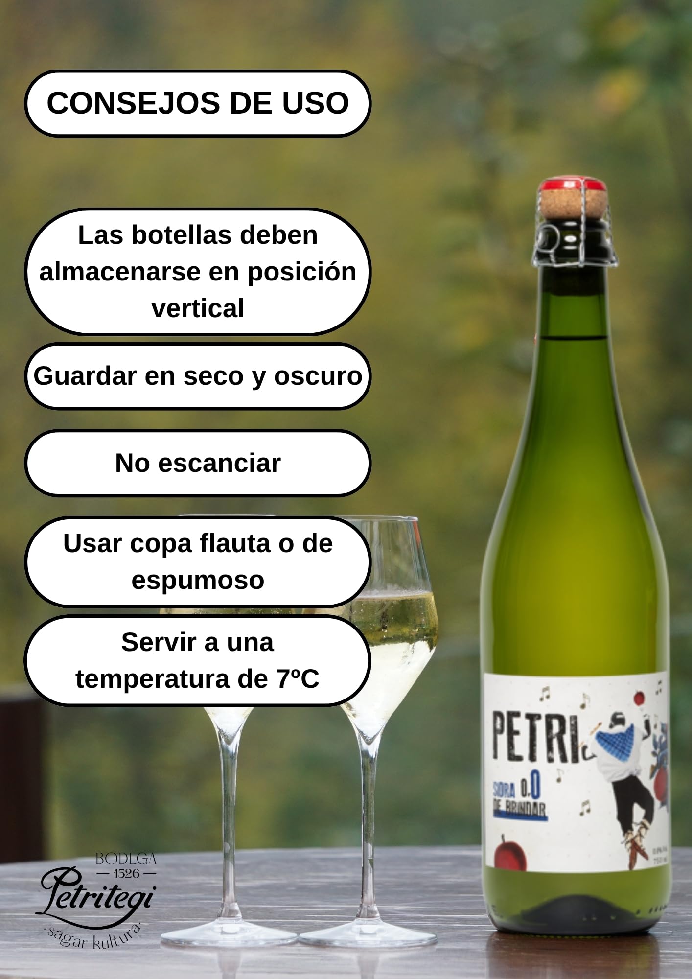 Sidra Petri Sin Alcohol 75 cl – Sidra Natural Refrescante y Sin Gluten de la Bodega Petritegi – Elaborada con Manzanas Seleccionadas (Pack 3)
