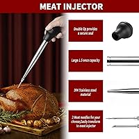 Vista 5 de JY COOKMENT Jeringa de acero inoxidable para pavo Baster Baster Jeringa para cocinar Inyector de carne con 2 agujas de marinada, 1 cepillo
