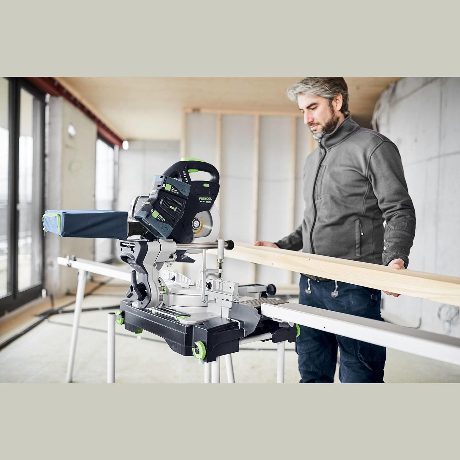 Festool KAPEX KSC 60 EB-Basic Cordless Sliding Compound Miter Saw (576848) with 18V Energy Set, 2x 8.0Ah Batteries & SCA16 Charger (577328)