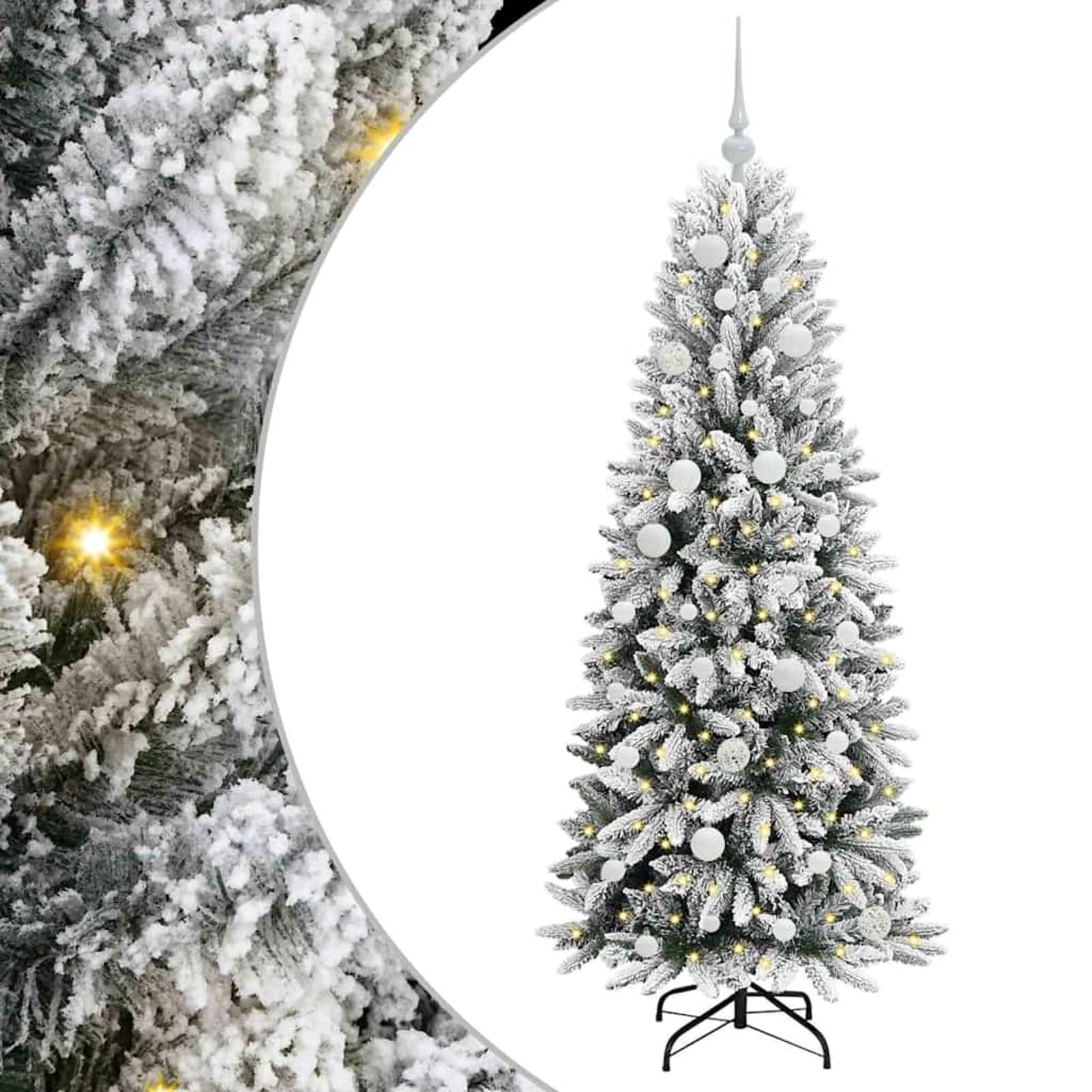 Gecheer Albero di Natale Bianco LED, 63 cm, Realizzato in PVC, Decorazioni festive, Atmosfera accogliente, per Interno ed Esterno