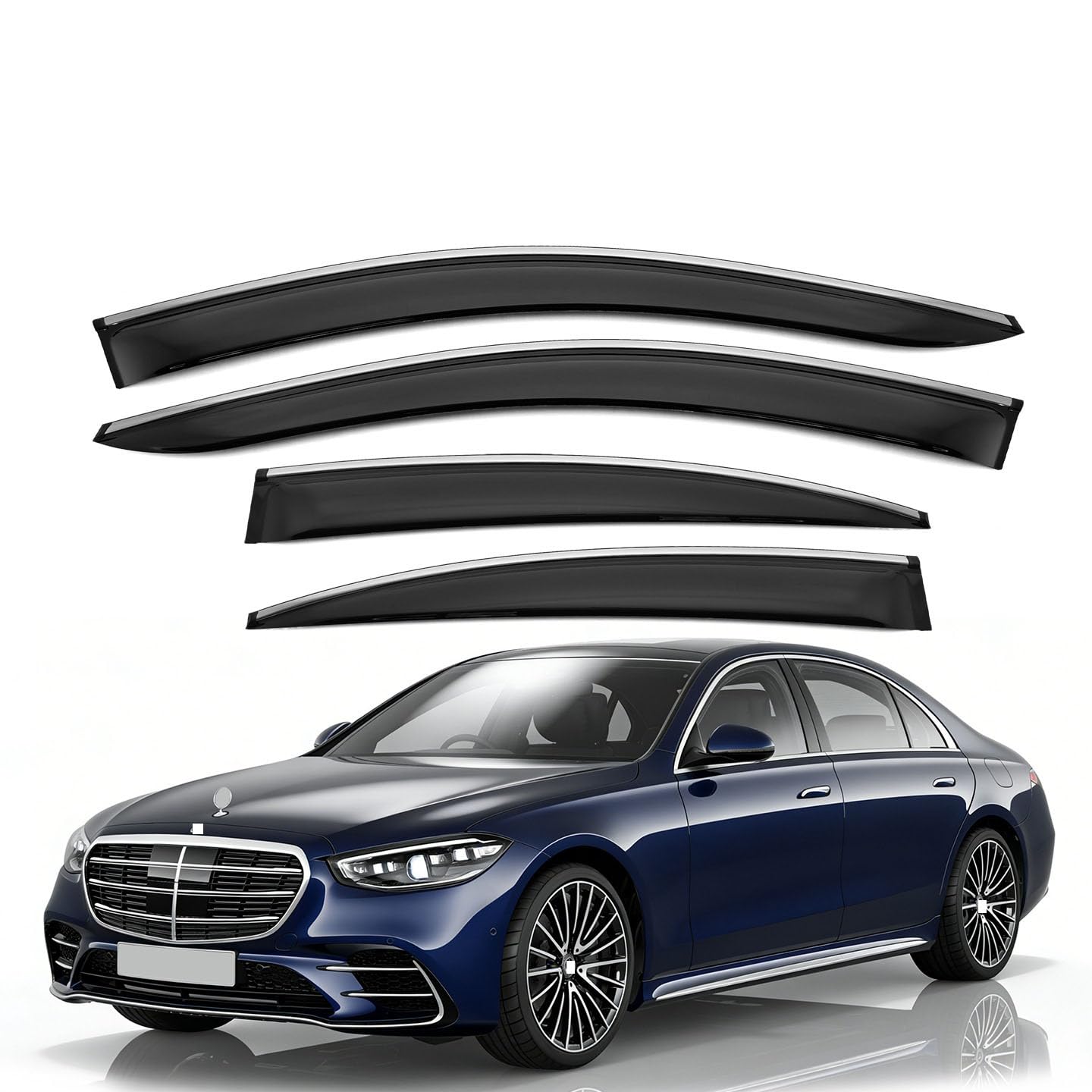 lixuejian 4 Piece Car Wind Deflectors,for Mercedes Benz S Class,Car Side Window Visor,Rain Deflector,W223 2021+