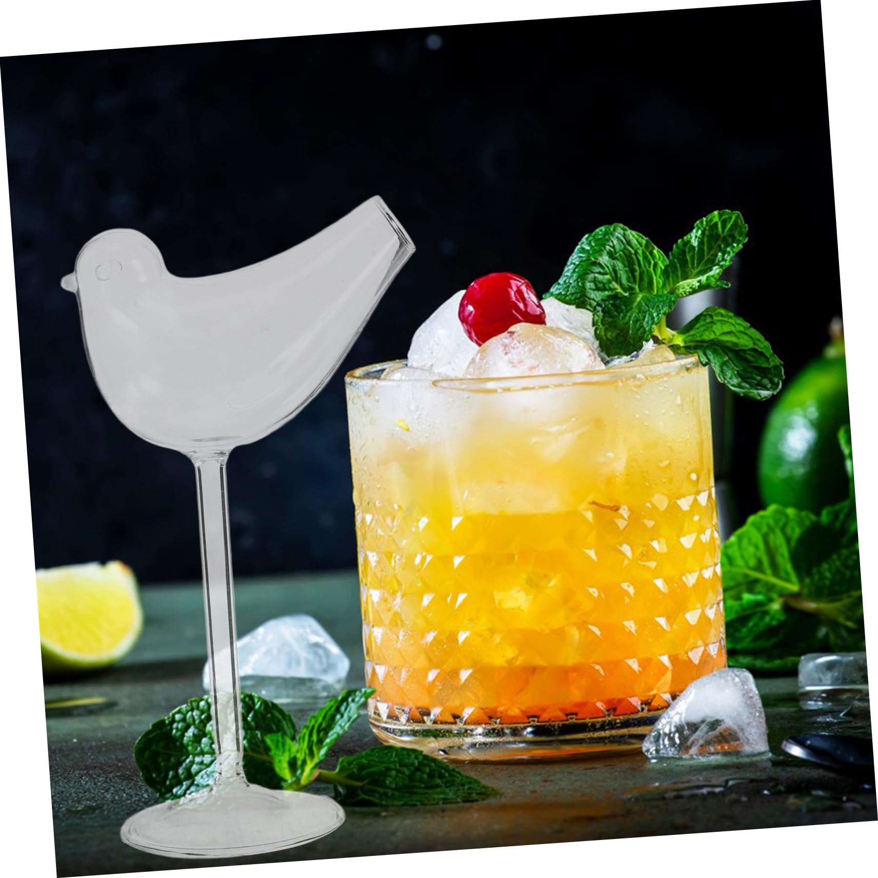 Cabilock Juego de Cuatro Copas de Cóctel de Vidrio Ahumado para Brandy y Vino Tinto, Elegantes y Modernas para Fiestas y Restaurantes