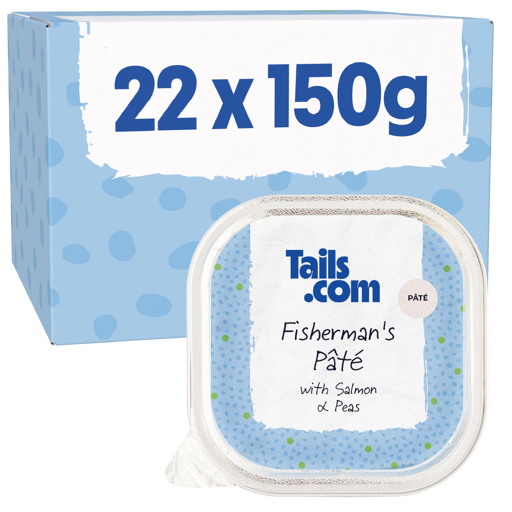 Tails.com • Wet Dog Food 22 x 150g • Fisherman's Pate with Salmon & Peas • Adult 1-7 years • Grain Free Recipe • Made ingredients