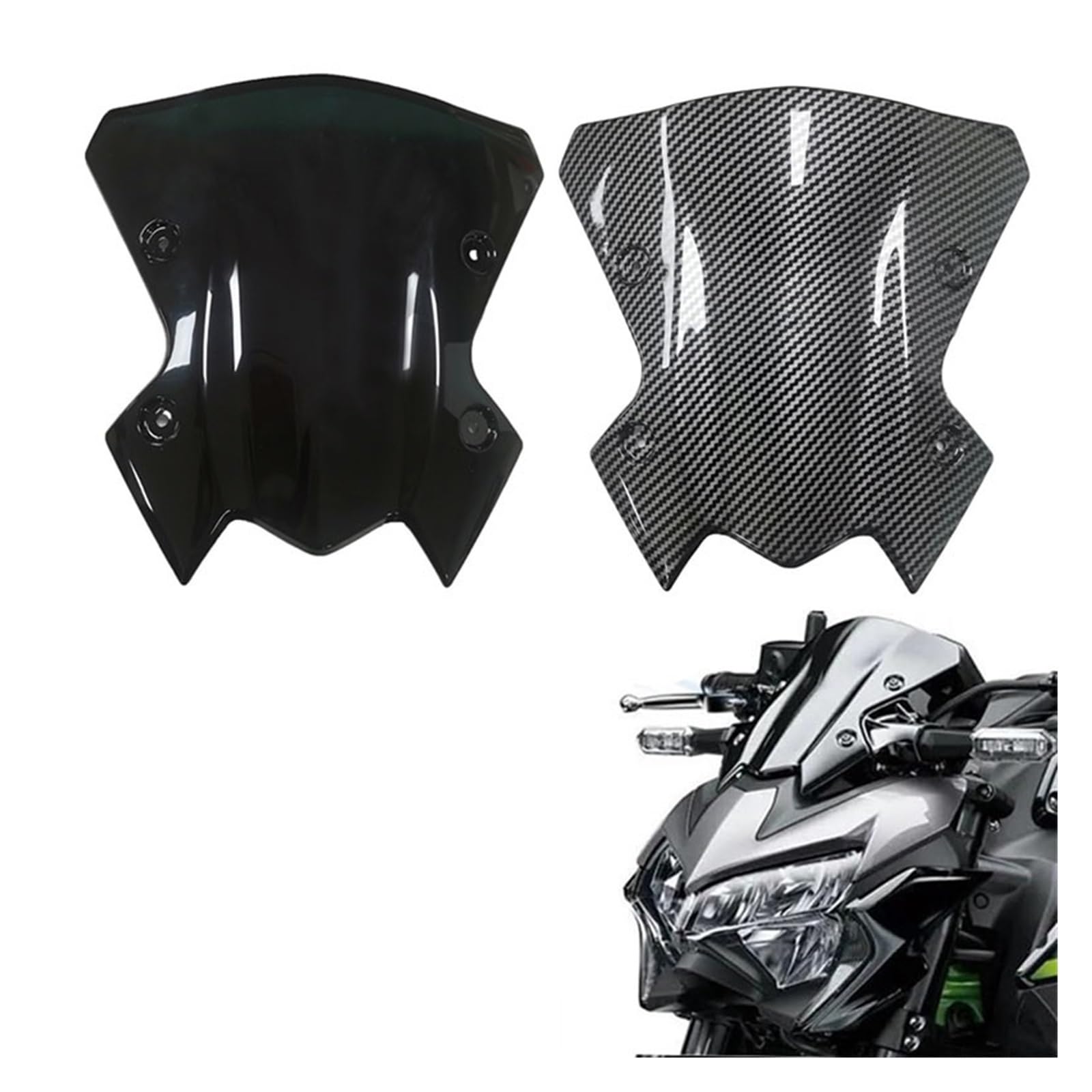 Parabrezza Per Moto Parabrezza Per Kawasaki Z900 2020-2022 2023 Parabrezza Anteriore In Plastica Deflettori Per Schermo In Fibra Di Carbonio Deflettori