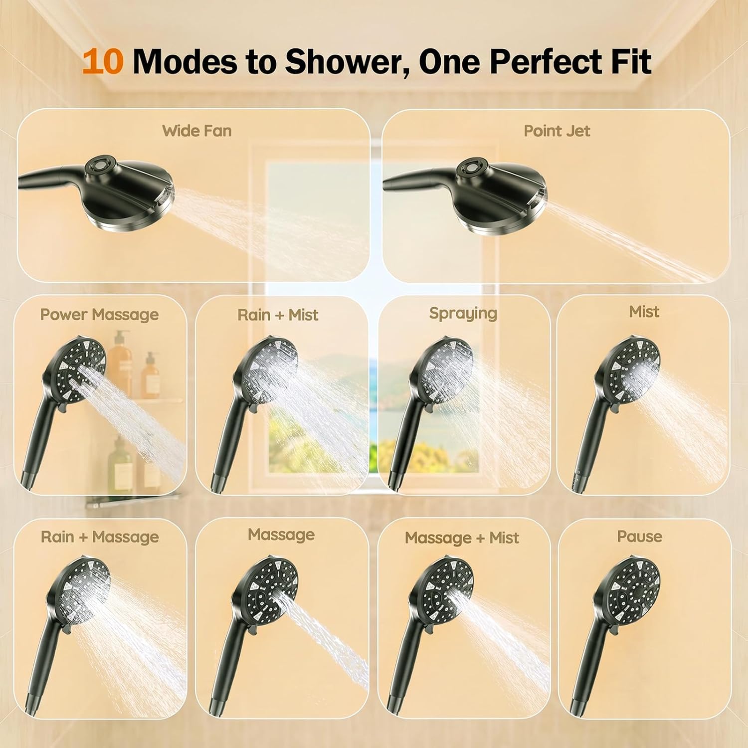 Dual Shower Head with Magnetic Handheld, Double Showerhead Gifts, Black | High Pressure, 2 Showerhead System for Couples Two People Women Men, Adjustable Slider, Renter Friendly, SPA-Like