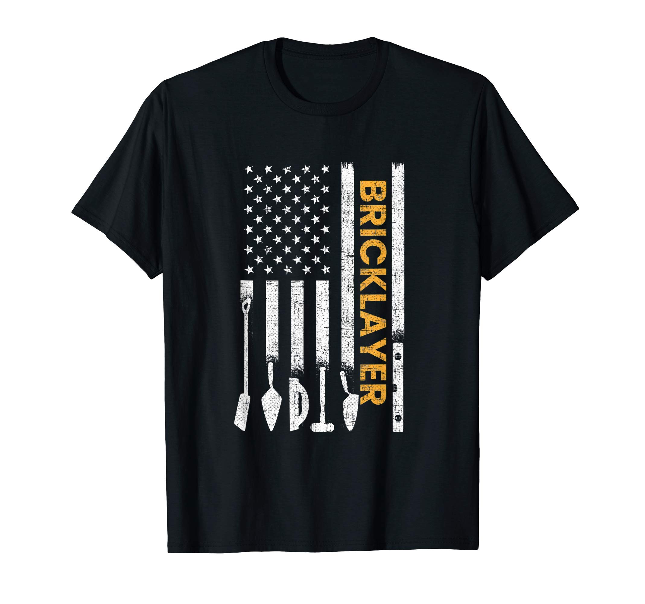 bricklayer giftsBricklayer American Flag, brickmason brick masonry T-ShirtOEKO-TEX STANDARD 100