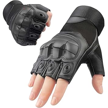 GOCART WITH G LOGO Plastic Tactical Gloves for Men, Hard Shell Knuckle Protection Motorcycle Gloves for Outdoor Work Riding Shooting Climbing Training (Design-2, Black)