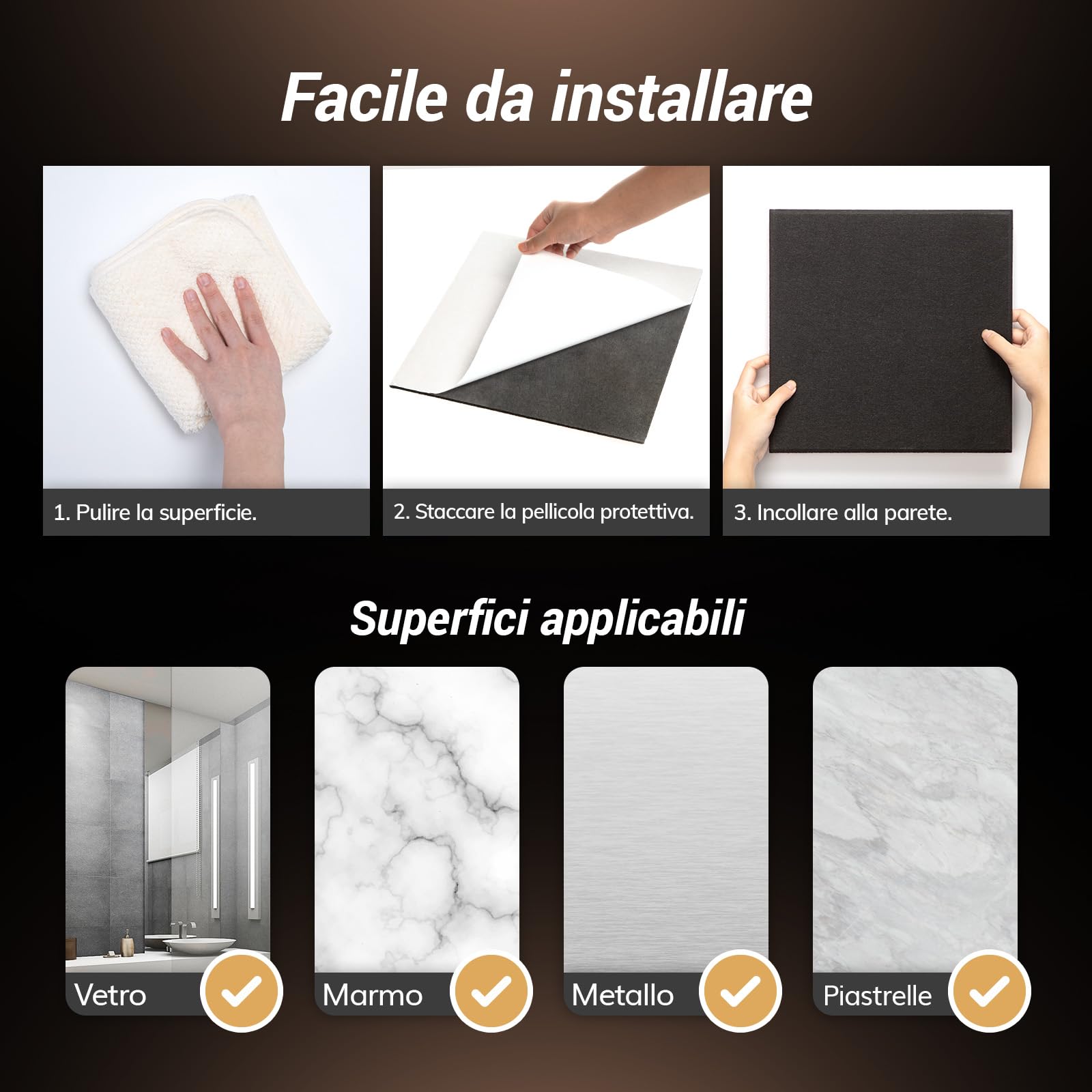 TONOR 18 Pezzi Pannelli Fonoassorbenti Adesivi, 30 x 30 x 0,9 cm Pannello Fonoassorbente Ad Alta Densità, Insonorizzazione Stanza per Cinema Domestico, Soggiorno, Camera da Letto, Nero
