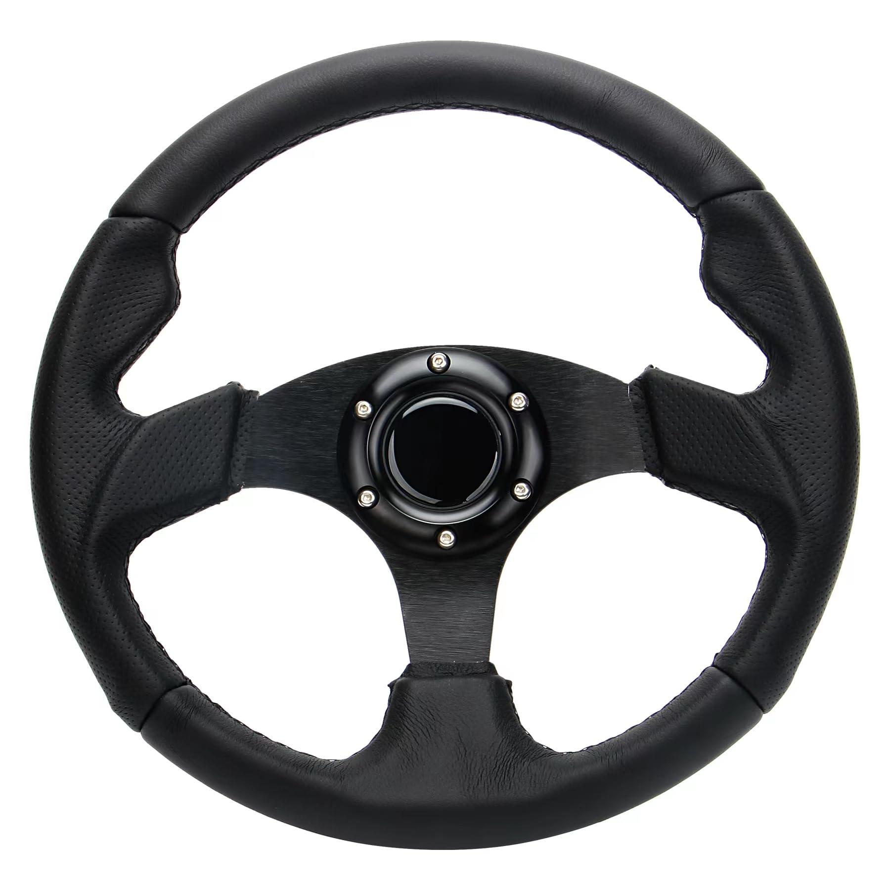 Sponsored Ad - Classic Microfiber Leather Racing Steering Wheel 12.5”320mm Flat Drift Rally Race Gaming Steering Wheel with Black Stitch