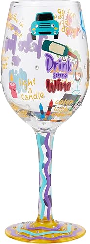 Miniatura 3 de Enesco Designs by Lolita Take Time to Chill Wine - Copa de vino pintada a mano, 15 onzas, multicolor