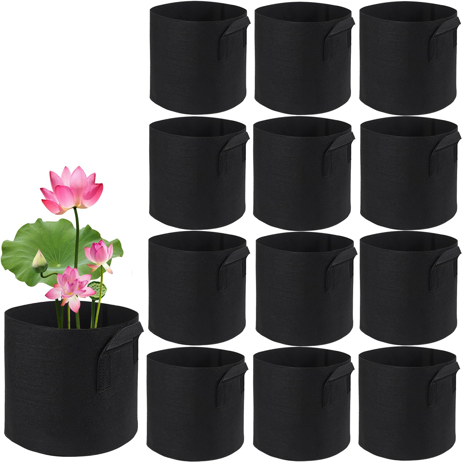 12Pcs Lily Plant Pots for Pond, Aquatic Pond Planter for Pond Durable Breathe Reusable Fabric Plant Bags for Aquatic Plants, Potato, Carrot, Onion, Flower (3 Gallon)