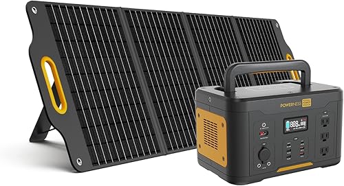 Powerness Generador solar de 1000 unidades capacidad de 1166 Wh con panel solar plegable de 120 vatios para respaldo en casa emergencia campamento