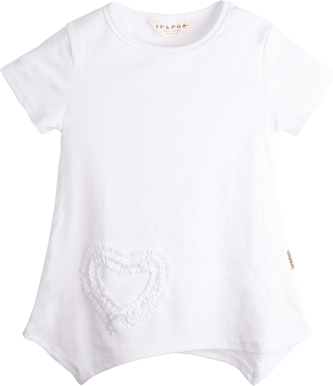 ガールズ ハート型カジュアルコットンモチーフ付き キャップスリーブ Tシャツ トップス US サイズ: 10 カラー: ホワイト