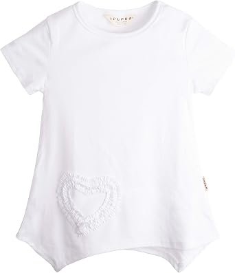 Girls Heart Shaped Casual Cotton Cap Sleeve Tee T Shirt Top