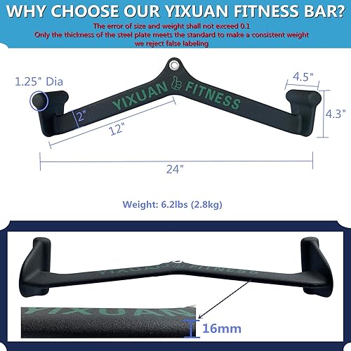 Miniatura 4 de Accesorios de acero grueso de agarre ancho y agarre cerrado, barra en V, mango de doble fila D y barra de prensa de tríceps para accesorios de