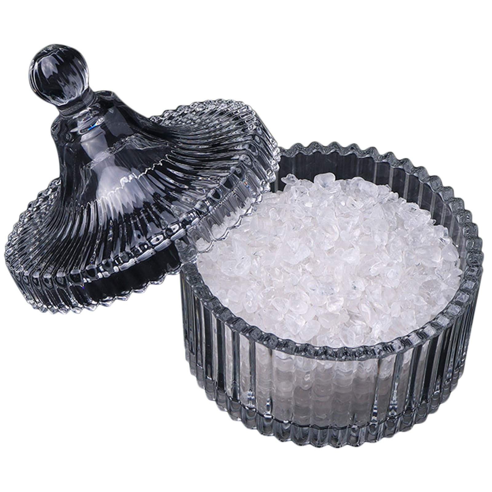 400 g de Chips caído Piezas trituradas de Piedra con tazón de Almacenamiento - Curación de Piedras de Cristal de Reiki para Joyas Que Hacen la decoración del hogar,Blanca