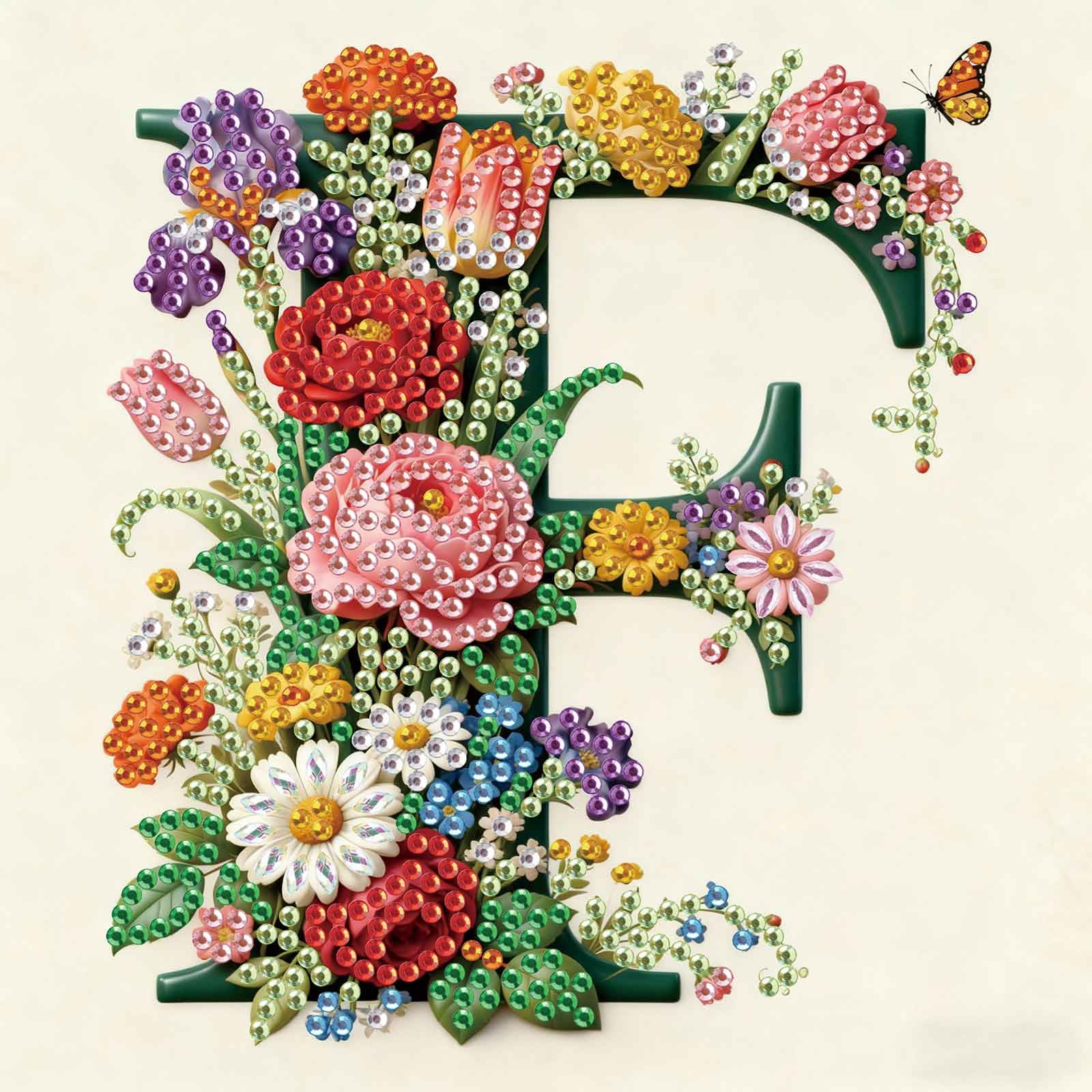 5D Diamond Art Kits - Floral Alphabet Designs -31