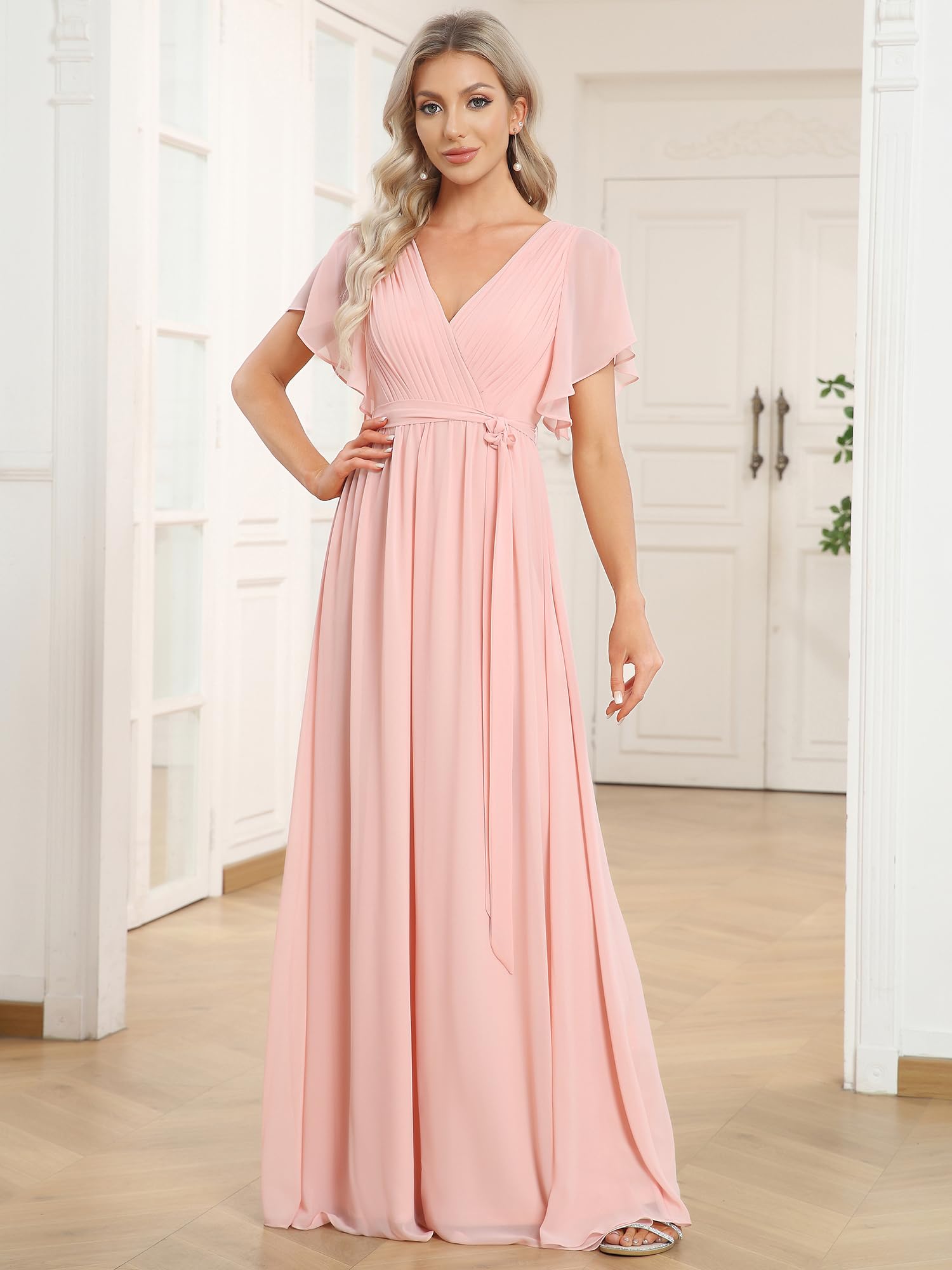 Ever-Pretty Abendkleider Damen Elegant für Hochzeit Knielang A-Line Cocktailkleid High Low Festliche Kleider EE0164A